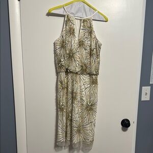Aidan Mattox Stunning Gold Sequin Starburst Cocktail Dress Size 6